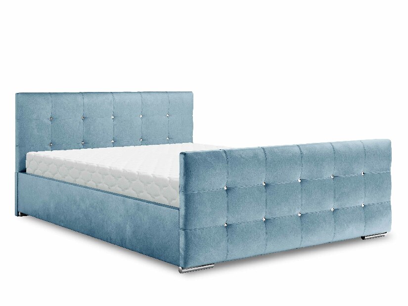 Bračni krevet 180 cm Darrin (plava) (s podnicom i prostorom za odlaganje)