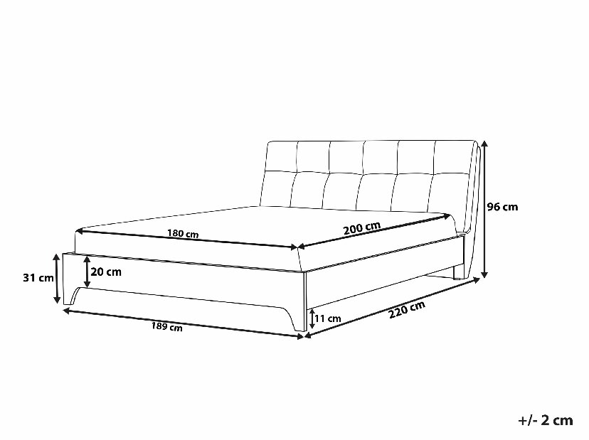 Bračni krevet 180 cm BERGAMO (s podnicom) (siva + svijetlo drvo)