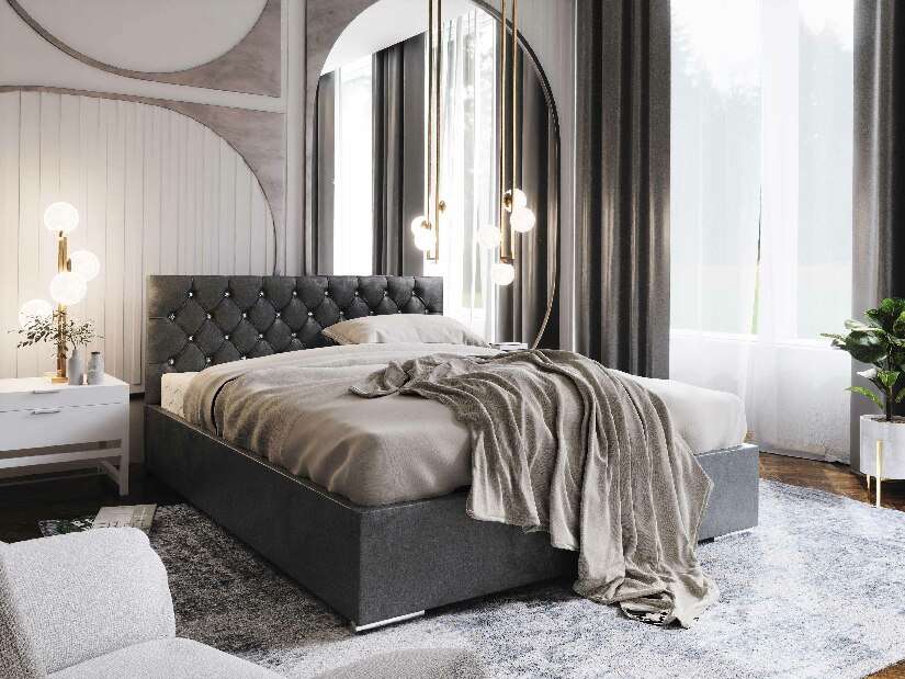 Bračni krevet 140 cm Kerry (tamnosiva) (s podnicom i prostorom za odlaganje)