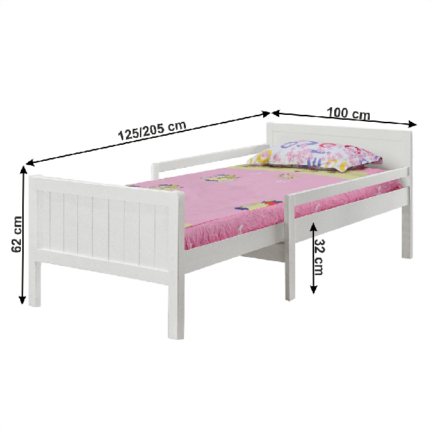 Jednostruki krevet 90 cm Elunna (bijela) (s podnicom)