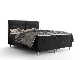 Bračni krevet  Boxspring 140 cm Saruta (crna) (s madracem i prostorom za odlaganje)