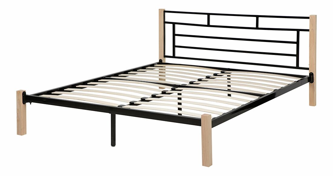 Bračni krevet 180 cm GARRONE (s podnicom) (crna)
