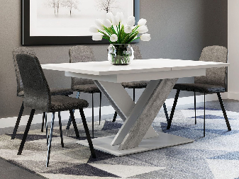 Blagovaonski stol Lumenza (bijela + beton)