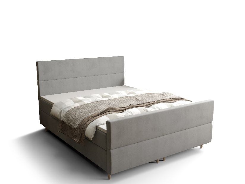 Bračni krevet Boxspring 180 cm Flu Plus Comfort (siva) (s madracem i prostorom za odlaganje)