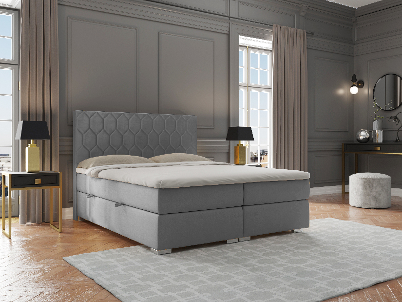 Bračni krevet Boxspring 180 cm Piranno (tamno siva) (s prostorom za odlaganje)