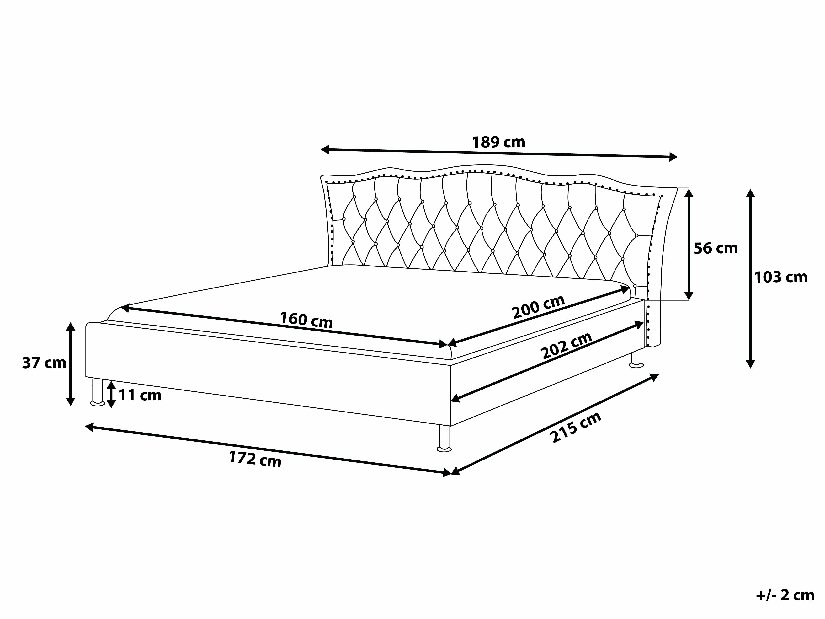 Bračni krevet 160 cm MATH (s podnicom) (tamno siva)