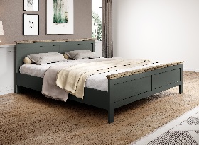 Bračni krevet  160 cm Elvina S Typ 31 (zelena  + hrast  lefkas)