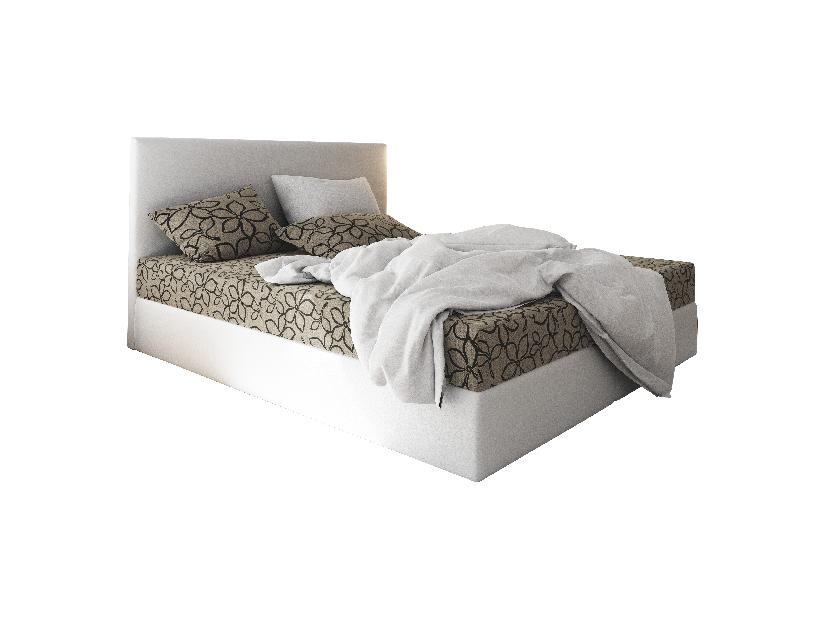 Bračni krevet Boxspring 160 cm Lilac (uzorak + bijela) (s madracem i prostorom za odlaganje)