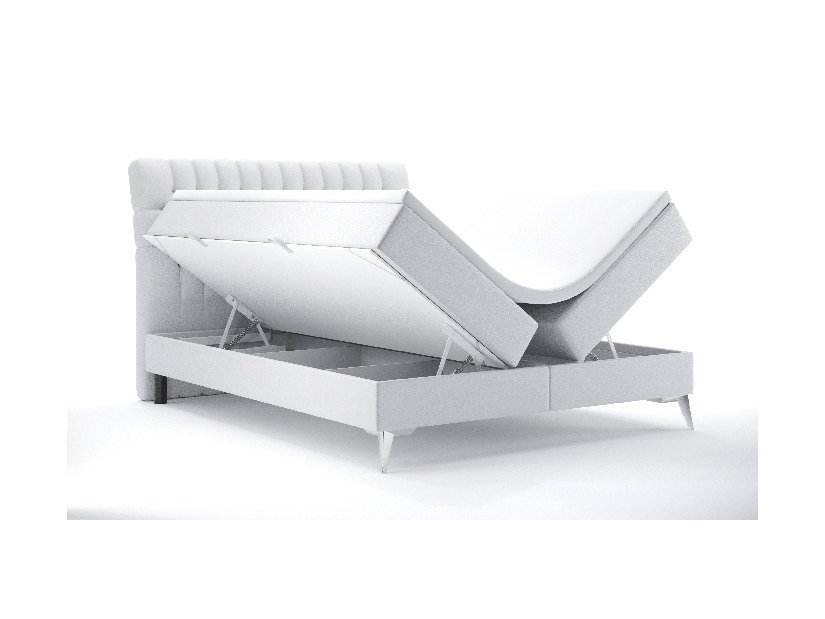 Bračni krevet Boxspring 160 cm Molera (bijela ekokoža) (s prostorom za odlaganje)