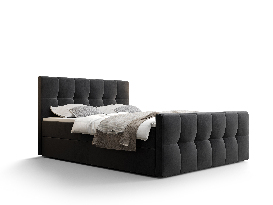 Bračni krevet  Boxspring 140 cm Macheta (crna) (s madracem i prostorom za odlaganje)
