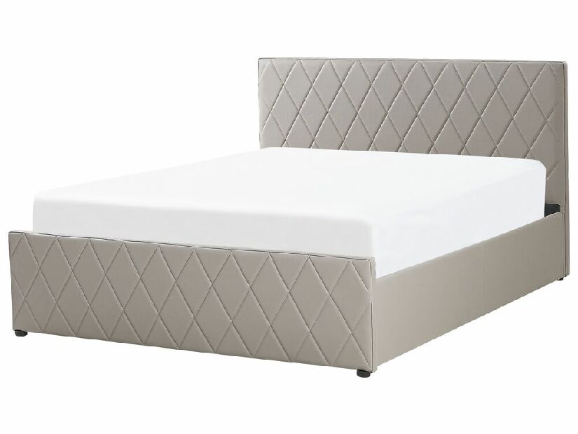Bračni krevet 180 cm ROFARIO (siva) (umjetna koža) (s podnicom i prostorom za odlaganje)