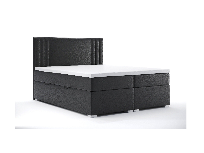 Bračni krevet Boxspring 180 cm Morcano (crna ekokoža) (s prostorom za odlaganje)