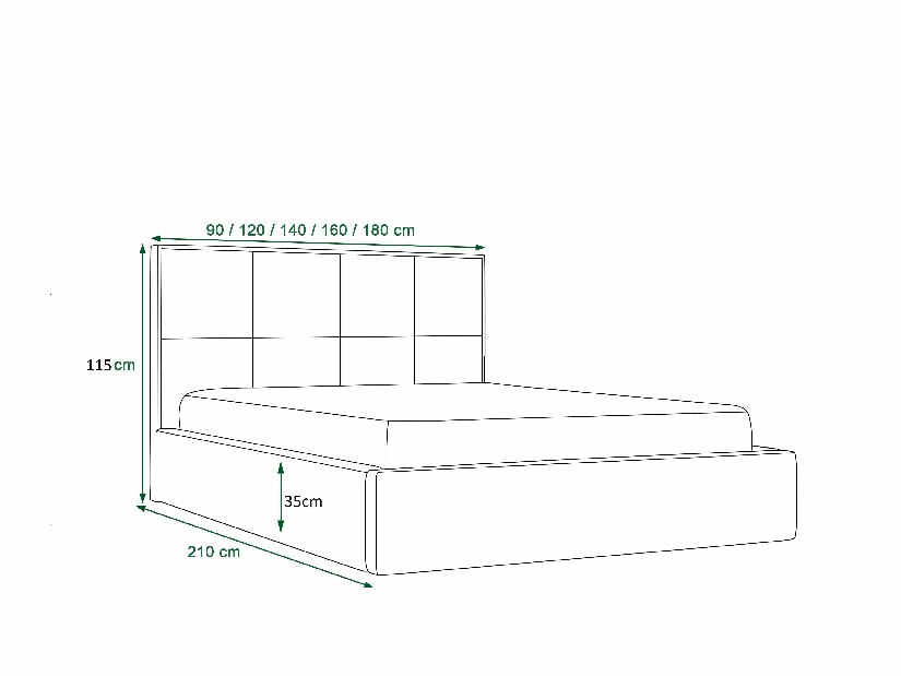 Bračni krevet 180 cm Kerry (crna) (s podnicom i prostorom za odlaganje)