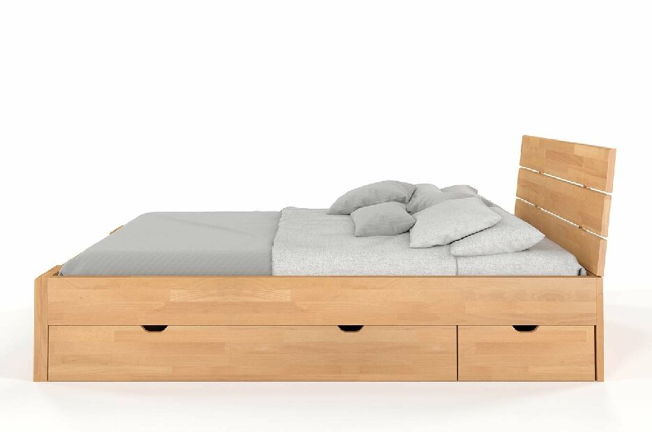 Bračni krevet 200 cm Naturlig -Tosen High Drawers (bukva)