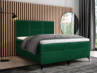 Bračni krevet 180 cm Bella (tamnozelena) (s podnicom, madracem i prostorom za odlaganje)
