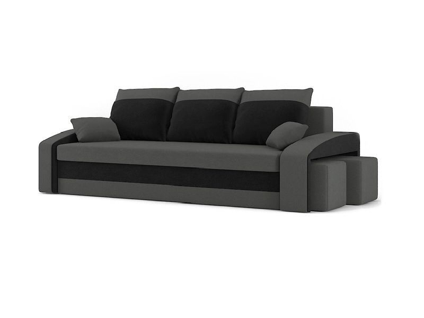 Sofa Hamida (siva + crna) (s tabureom) 