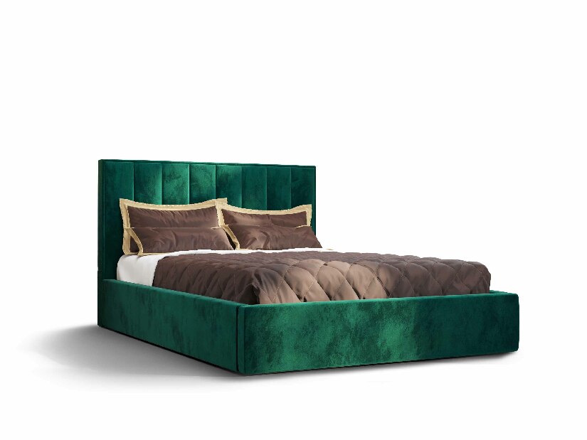 Bračni krevet 160 cm Ocie (tamnozelena) (s podnicom i prostorom za odlaganje) *rasprodaja