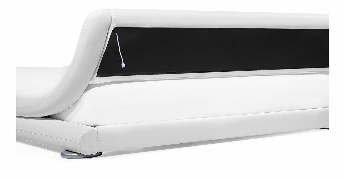 Bračni krevet 160 cm AVENUE (s podnicom i LED rasvjetom) (bijela)