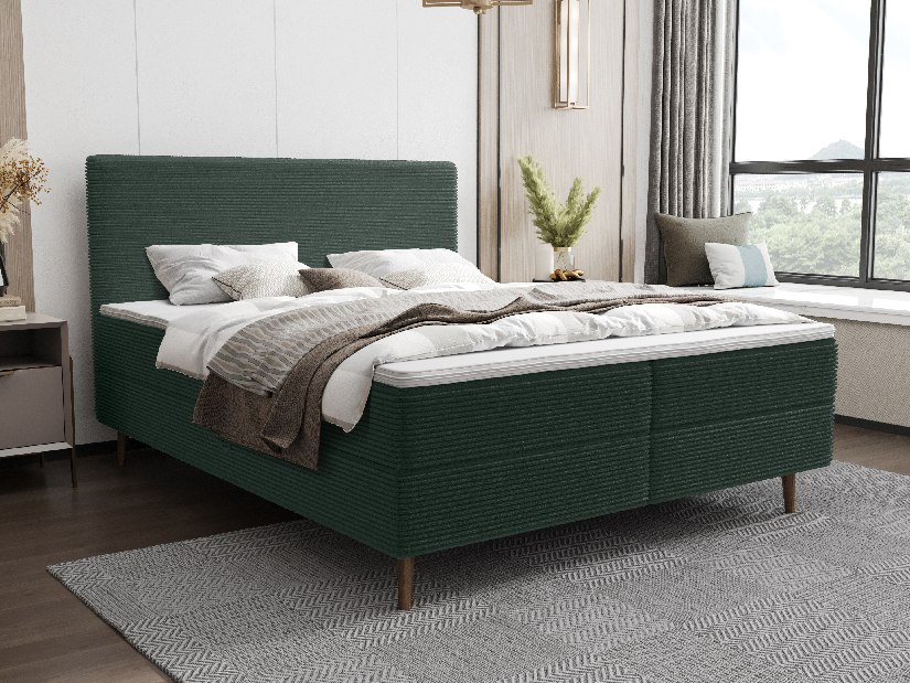 Bračni krevet 180 cm Napoli Bonell (zelena) (s podnicom, s prostorom za odlaganje)