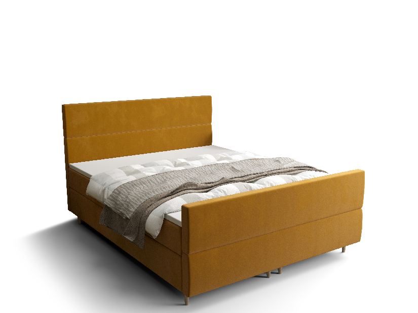Bračni krevet Boxspring 160 cm Flu plus (zlatna) (s madracem i prostorom za odlaganje)