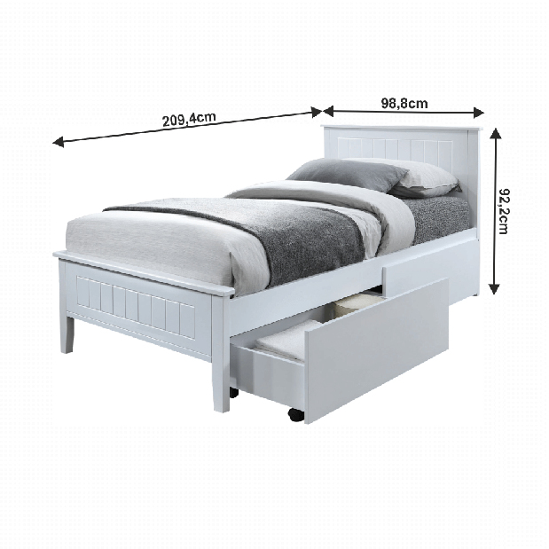 Jednostruki krevet 90 cm Minea (bijela) (s podnicom)