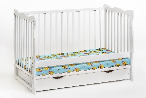 Dječji krevetić 60 cm Adria II 26 WW BAP+M (bijela) (s madracem i prostorom za odlaganje)