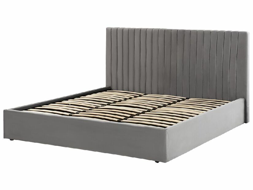 Bračni krevet 180 cm Vakarine (siva) (s podnicom i prostorom za odlaganje)
