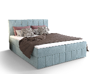 Bračni krevet  Boxspring 160 cm Barack (sivo plava) (s madracem i prostorom za odlaganje)