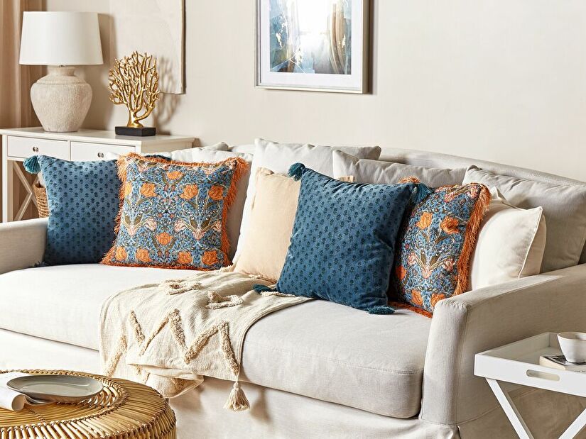 Set ukrasnih jastuka (2 kom.) 45 x 45 cm Miranda (plava + narančasta)