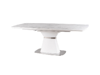 Blagovaonski stol na razvlačenje 160-210 cm Shirly (bijela + mramor bijeli) (za 8 i više osoba)