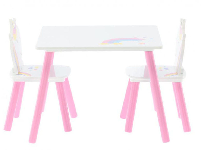 Dječji set stolić i stolice Lillyann (bijela + ružičasta)