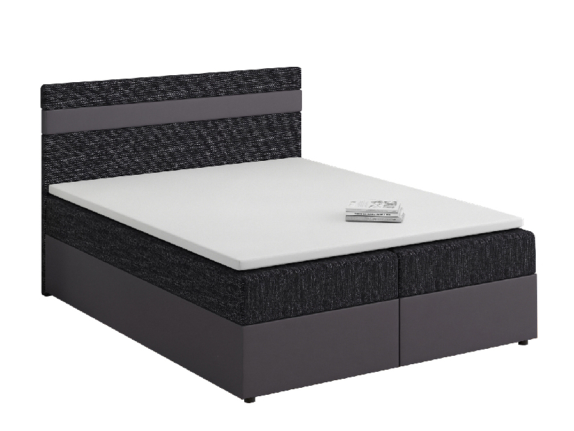 Bračni krevet Boxspring 140x200 cm Mimosa (s podnicom i madracem) (tamno siva + crna)