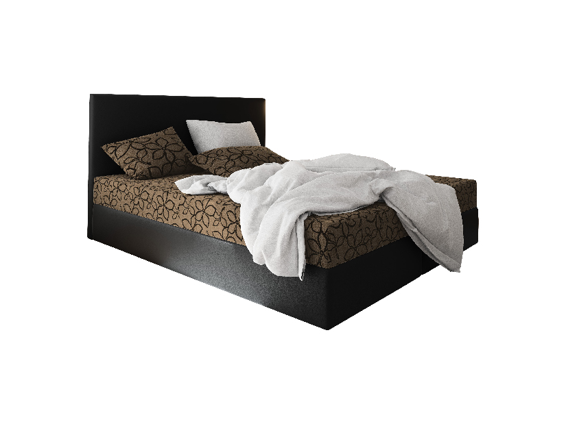 Bračni krevet Boxspring 140 cm Lilac (uzorak + crna) (s madracem i prostorom za odlaganje)
