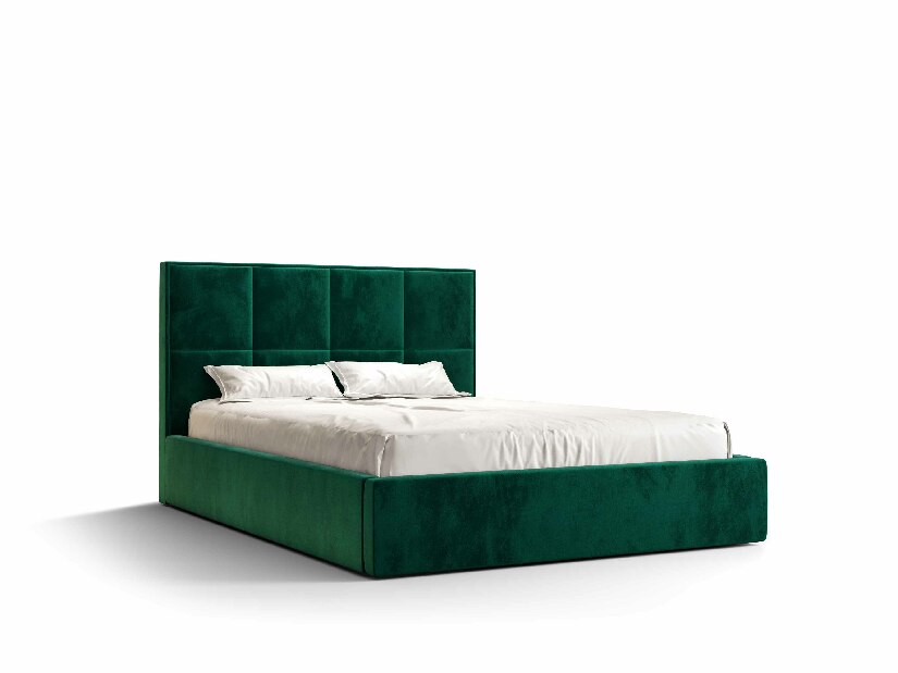 Bračni krevet 140 cm Gino (tamnozelena) (s podnicom i prostorom za odlaganje)