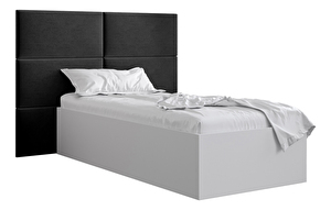 Jednostruki krevet s tapeciranim uzglavljem 90 cm Brittany 2 (bijela mat + crna) (s podnicom)