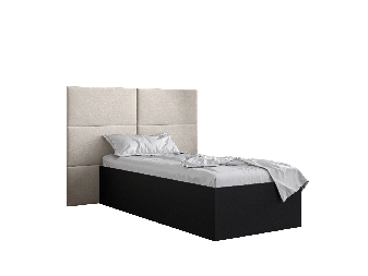 Jednostruki krevet s tapeciranim uzglavljem 90 cm Brittany 2 (crna mat + krem) (s podnicom)