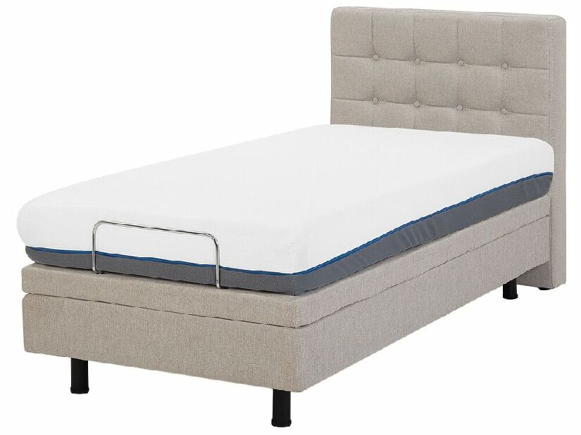 Jednostruki krevet 80 cm DUCHE (tkanina) (bež) (s podnicom)