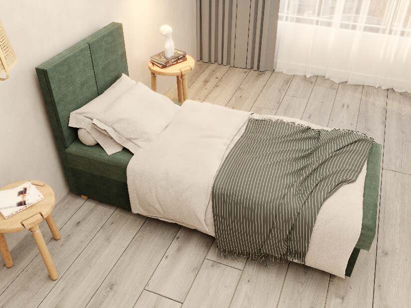 Jednostruki krevet 80 cm Picasso I (tamnozelena) (s prostorom za odlaganje i madracem) 