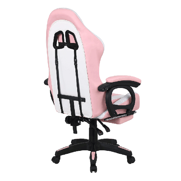 Uredska fotelja Juventa (s RGB LED s rasvjetom) (ružičasta + bijela)