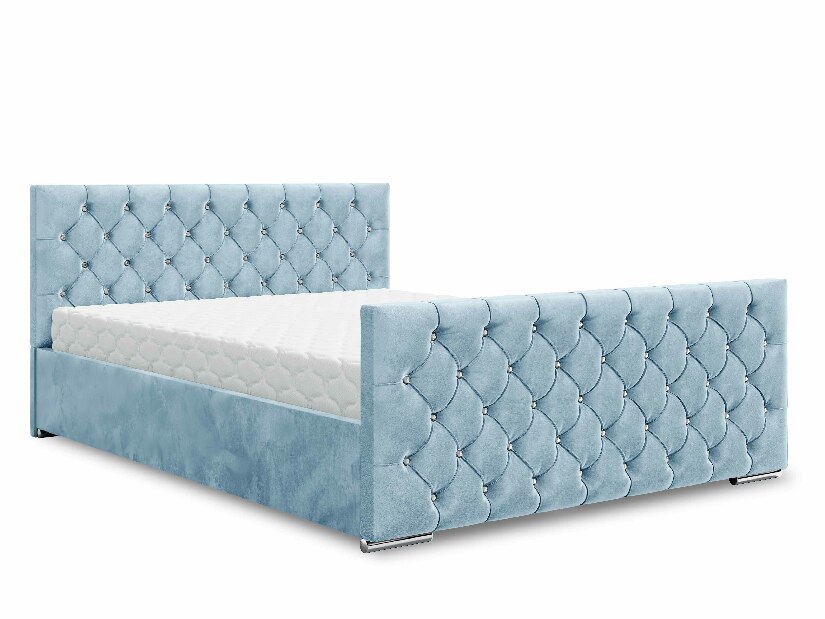 Bračni krevet 140 cm Quintin (plava) (s podnicom i prostorom za odlaganje)