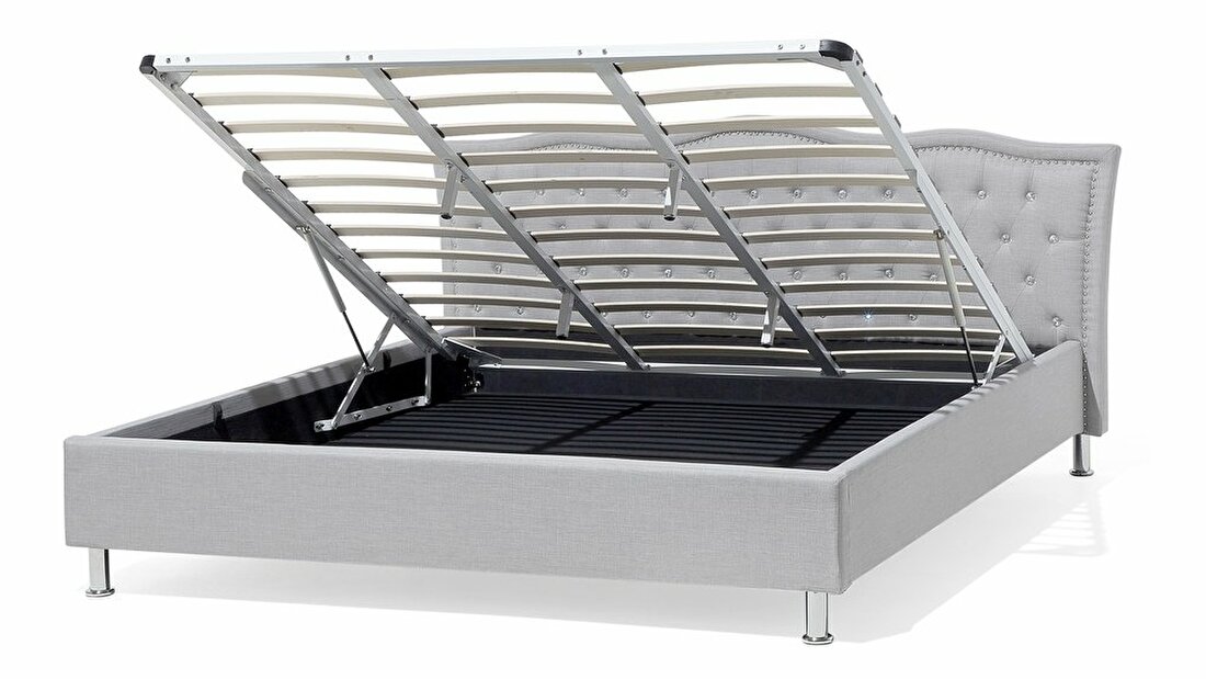 Bračni krevet 180 cm MATH (s podnicom i prostorom za odlaganje) (siva)