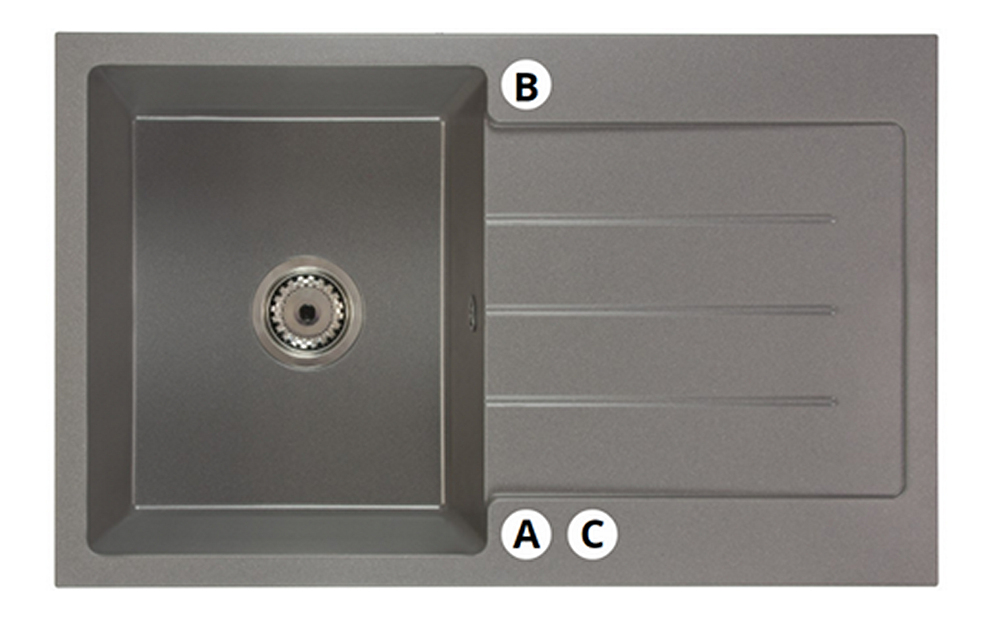 Kuhinjski sudoper Ruxom (bijela) (sa 3 otvora za baterije) (D)