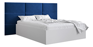 Bračni krevet s tapeciranim uzglavljem 160 cm Brittany 2 (bijela mat + plava) (s podnicom)