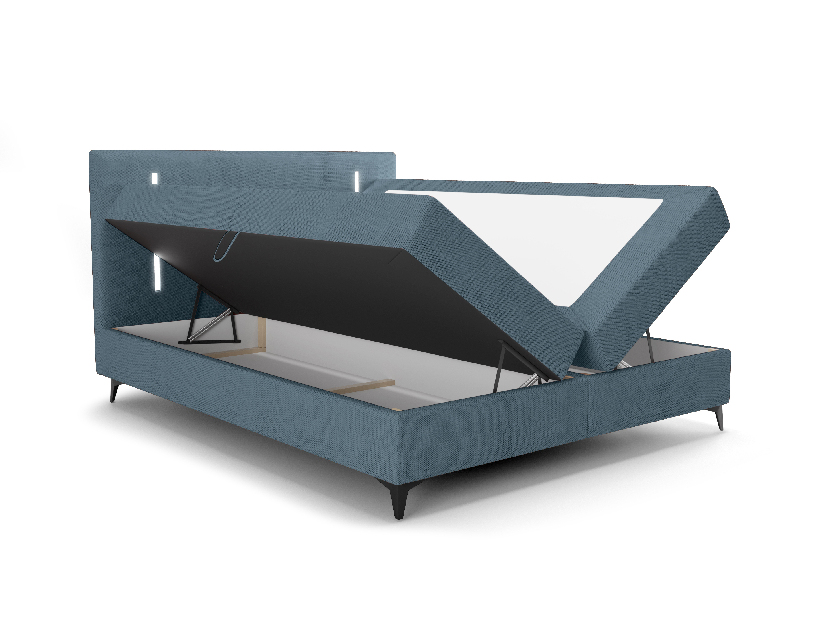 Bračni krevet 180 cm Ortega Bonell (svijetloplava) (s podnicom, s prostorom za odlaganje) (s LED rasvjetom)