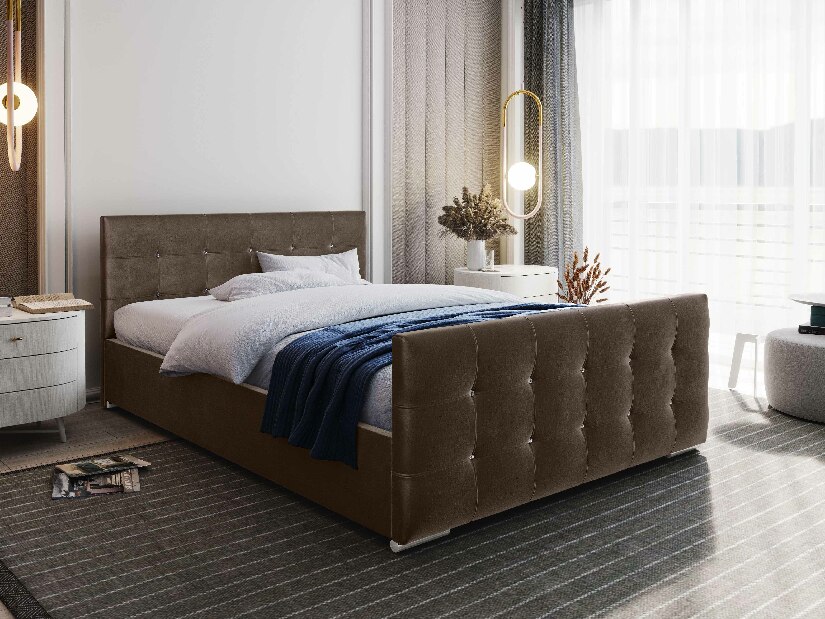 Bračni krevet 180 cm Darrin (smeđa) (s podnicom i prostorom za odlaganje)