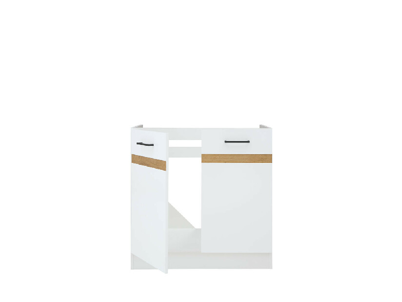 Donji kuhinjski ormarić ispod sudopera Junona line DK2D/80/82 (Bijela + Sjaj bijeli + Hrast craft zlatni) 