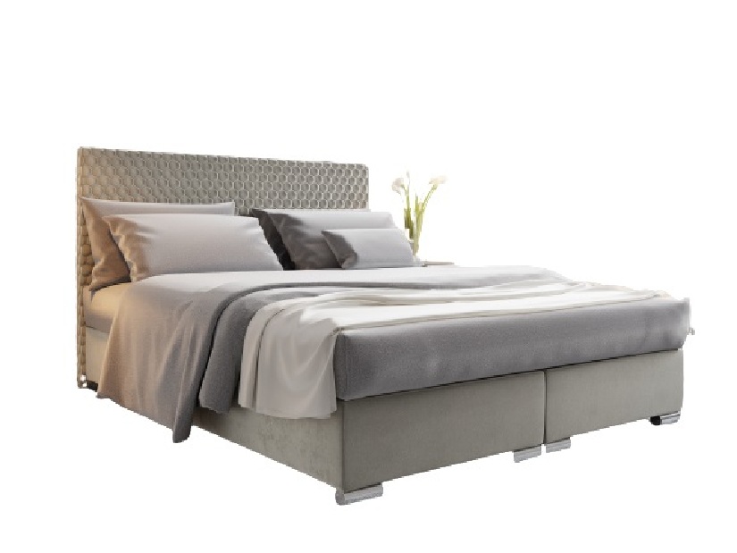Bračni krevet 160 cm Harlan (siva) (s podnicom, madracem i prostorom za odlaganje)