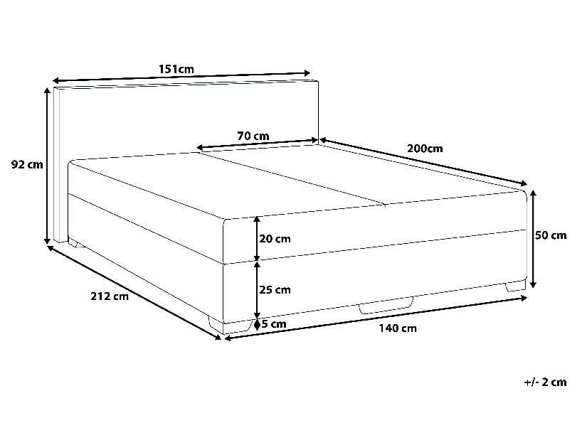 Bračni krevet Boxspring 140 cm PREMIER (s madracima) (bijela)
