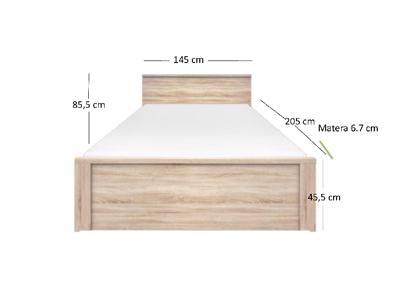Bračni krevet 140 cm Noella (hrast sonoma) (bez podnice i madraca)