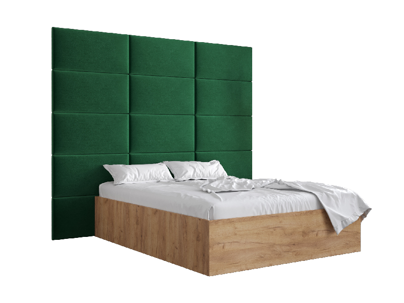 Bračni krevet s tapeciranim uzglavljem 160 cm Brittany 1 (hrast craft zlatni + zelena) (s podnicom)